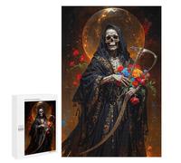 Death, Santa Muerte with Roses: New Year Gift, 1000 PCS Wooden Art Puzzle - for A Rewarding Weekend Challenge