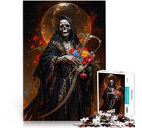 Death, Santa Muerte with RosesJigsaws 1000 Pieces for teenagers Train your brain and hands deal as gifts for the whole family 38x26cm