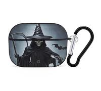 Death Scythe Earbuds Organizer Shockproof Protective Airpods Pro Cover with Carabiner Clip Anti Fall Carrying Earphone Case Cover for Airpods Pro 2nd Generation Black