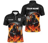 Death Skeleton Darts Board Polo & Quarter-Zip Shirts - Custom Darts Team Jerseys for Men & Women Performance Dart Shirt Personalised T1669 Multicolour