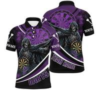 Death Skeleton Purple Darts Jersey for Men & Women - Custom Team League Polo & Quarter-Zip Shirts Performance Unisex Quick-Drying Shirt T1726