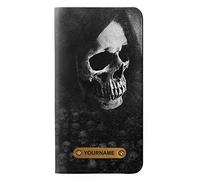 Death Skull Grim Reaper PU Leather Flip Case Cover For iPhone 11 Pro Max PU Leather Flip Case Cover For iPhone 11 Pro Max with Personalized Your Name on Leather Tag