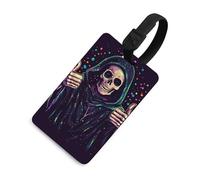 Death Skull Luggage Tags with Name ID Card TPU Travel Bag Tag for Suitcases