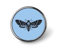 Death Skull Moth Round Brooch Pin Lapel Pins Tie Suit Dress Accessories for Men Women Wedding Birthday