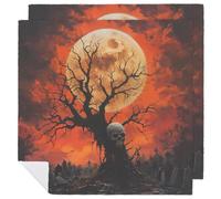 Death Skull Tree Moon Tombstone Cloth Napkin Table 19x19 Inch Tablecloth Washable Dinner Napkins for Wedding Parties Decor