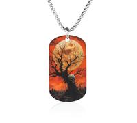 Death Skull Tree Moon Tombstone Custom Memorial Necklace Personalized Rectangle Necklaces Pendant Jewelry Gifts for Men Women