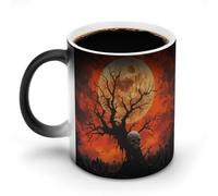 Death Skull Tree Moon Tombstone Cute Color Changing Mug Ceramic Heat Sensitive Mugs Magic Coffee Cup with Handle 12 Oz