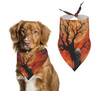 Death Skull Tree Moon Tombstone Cute Dog Bandanna Scarf Printed Adjustable Triangle Pet Kerchief for Dogs And Cats