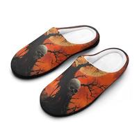 Death Skull Tree Moon Tombstone Men's Memory Foam Slippers Lightweight Cotton House Shoes Cozy for Indoor Outdoor