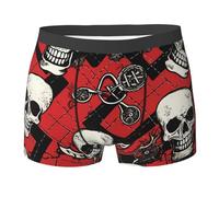 Death Skulls Bones Lattice Red Fun Men'S Briefs Fitted Classic Boxer Briefs Quick Dry Boxer Pants Undershorts Antibacterial Athletic Underwear XL