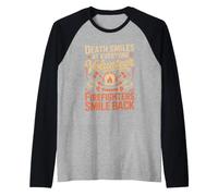 Death Smiles at Everyone Firefighters Smile Back Firefighter Raglan Baseball Tee