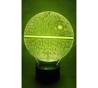 Death Star 3D Night Light LED Illusion Lamp Bedside Desk Table Lamp for Star Wars Fans, Loveboat 7 Color Changing Lights with Acrylic Flat and ABS Base and USB Charger as Home Decor