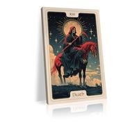 Death Tarot Card Art Print, Gothic Home Decor, Thirteen Arcana Wall Decor, Mystical Night Scene Divination Art Nouveau Dark Academy Design Decor Gift(L30 xW20-CANVAS)