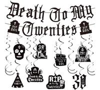 Death To My 20s Decorations - 13 Pcs Black Death To My Twenties Banner Rip To My 20s Hanging Swirls 30th Birthday Party Supplies For Men Women My Youth Funeral 30 Years Old Birthday Party Decoration