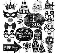 Death to My 30s Photo Booth Props Sign Kit Gothic 40th Birthday Photo Booth Props Sign Rip to My 30s Photography Decorations for Women 40th Birthday Party