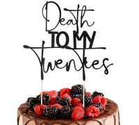 Death to My Thirties Cake Topper Rip To My 30s Birthday Decorations Funeral Birthday Party Decor Death to My Youth Cheer to 40 Years/Happy 40th Birthday Party Decoration Supplies, Black Glitter
