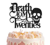 Death to My Twenties Cake Topper, Rip to My 20s Birthday Decorations, 30th Birthday Decorations for Him Her, Funeral for My Youth 30th Birthday, Cheers to 30 Years Supplies Black Glitter