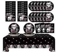Death to My Twenties Tableware Set for 24 Guests Black and Rose Gold Rip to My 20s Birthday Decorations Dirty 30 Birthday Plates Napkins Tablecloth Disposable Tableware Set for Funeral Youth Party