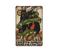 Death to World Imperialism 1919 Vintage Russian Soviet Communism Socialism Poster Novelty Busted Knuckle Garage Welding Shop Retro Tin Sign Metal Poster Vintage Signs Retro Aluminum Gift 8×12"
