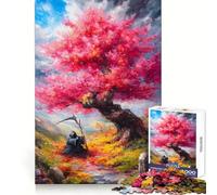 Death Under A Pink Tree 1000 Piece Jigsaw Puzzle for Teenagers DIY Fun Clear Tone Pattern Assemble Night Fun (38x52cm)