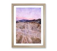 Death Valley Canyon Painting Modern Framed Wall Art Print, Ready to Hang Picture for Living Room Bedroom Home Office Décor, Oak A4 (34 x 25 cm)