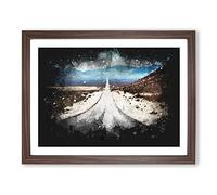 Death Valley In The Mojave Desert Paint Splash Modern Art Framed Print | A3 Walnut Framed Wall Art | Ready to Hang | Modern Landscape Picture | Living Room Bedroom Lounge Office