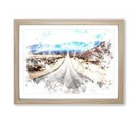 Death Valley In The Mojave Desert Watercolour Modern Framed Print | A4 Oak Framed Wall Art | Ready to Hang | Modern Landscape Picture | Living Room Bedroom Lounge Office