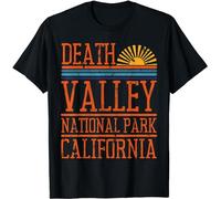 Death Valley National Park California Retro Sunset Vintage T-Shirt Black(Large)