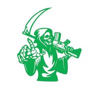 Death with Scythe Weapon Skull Dead Horror Wall Stickers 68x78.3cm Do not Damage The Wall Surface Green