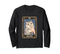 Death XIII Cute Cat Tarot Card Kawaii Witch Cat Lover Long Sleeve T-Shirt