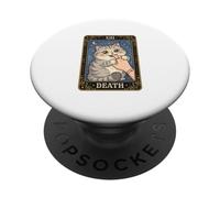 Death XIII Cute Cat Tarot Card Kawaii Witch Cat Lover PopSockets Adhesive PopGrip