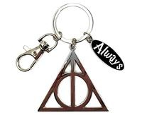 Deathly Hallows Keychain with Always Charm - Pewter Key Ring - 2", Silver, 2"