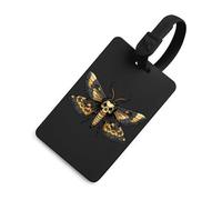 Death's Head Hawk Moth Luggage Tags for Suitcases TPU Baggage Tag Cute Travel Bag Label Tags Black-Style