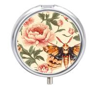 Death's Head Hawk Moth Pill Box 3 Compartment Small Portable Medicine Case Pill Organizer for Pocket Purse