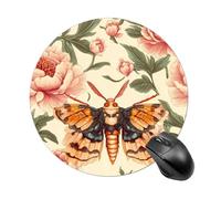 Death's Head Hawk Moth Round Mouse Pad with Non Slip Rubber Base Waterproof Mousepad for Laptop Computer Office