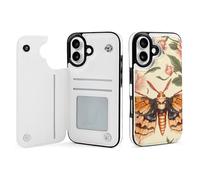Death's Head Hawk Moth Wallet Phone Case Compatible with iPhone 16 Flip Phone Case with Card Holder