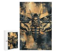Death's-head Hawkmoth with Skull, 1000 PCS Wooden Jigsaw Puzzle for Adults, Winter Activity Gift - for A Rewarding Weekend Challenge