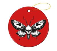 Death's Head Moth Christmas Ornaments Ceramic Xmas Tree Hanging Decorations Round Pendant Crafts Gifts