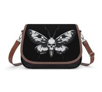 Death's Head Moth Crossbody Bags PU Leather Shoulder Bag Handbag Messenger Bag with Shoulder Strap