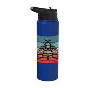 Death's Head Moth Design Distressed Skull Goth Moth Creepy Stainless Steel Insulated Water Bottle