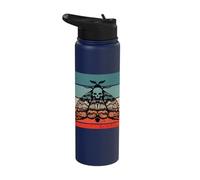 Death's Head Moth Design Distressed Skull Goth Moth Creepy Stainless Steel Insulated Water Bottle