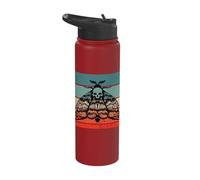 Death's Head Moth Design Distressed Skull Goth Moth Creepy Stainless Steel Insulated Water Bottle