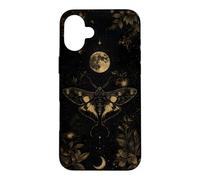 Deaths Head Moth Full Moon Crescent Gothic Dark Botanical Case for iPhone 16 Plus
