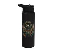 Deaths Head Moth Mystical Whimsigoth Art Episodic Drawing Stainless Steel Insulated Water Bottle
