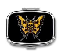 Death's Head Moth Pill Box 2 Compartment Pill Case Decorative Organizer Storage Boxes Holder Cute
