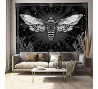 Death'S-Head Moth Tapestry, Sacred Geometry Wall Tapestry, Bedroom Dorm Room Decorative Tapestries, Dark Gray 130 X 150 Cm,Suitable For Beach Towels, Yoga Mats, Holiday Party Decorations