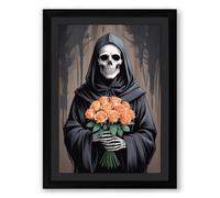 Death's Roses Dark Framed Wall Art Print A2 (59.4×42cm) Black, Wall Decor for Living Room, Bedroom, Office & Home, Ready to Hang, Art Gift