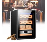 DEaThsalL 50L Electric Cigar Cabinet, Spanish Cedar Wood Cigar Humidor Cooler, with Humidity Adjustment, Embedded, 3 Layers/Holds 200-300 Cigars, LED Lighting A