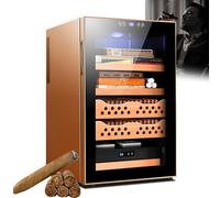 DEaThsalL Cigar Cabinet, 70L Spanish Cedar Wood Cigar Humidor Electric -Constant Temperature with Humidity Adjustment, Embedded Humidor, Holds 400 Cigars Gold