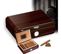 DEaThsalL Cigar Humidor, Cigar Humidor Box, Spanish Cedar Wood Interior, Cigar Box for 35 Cigars with Hygrometer Humidifier Divider Great Gift for Cigar Lovers C